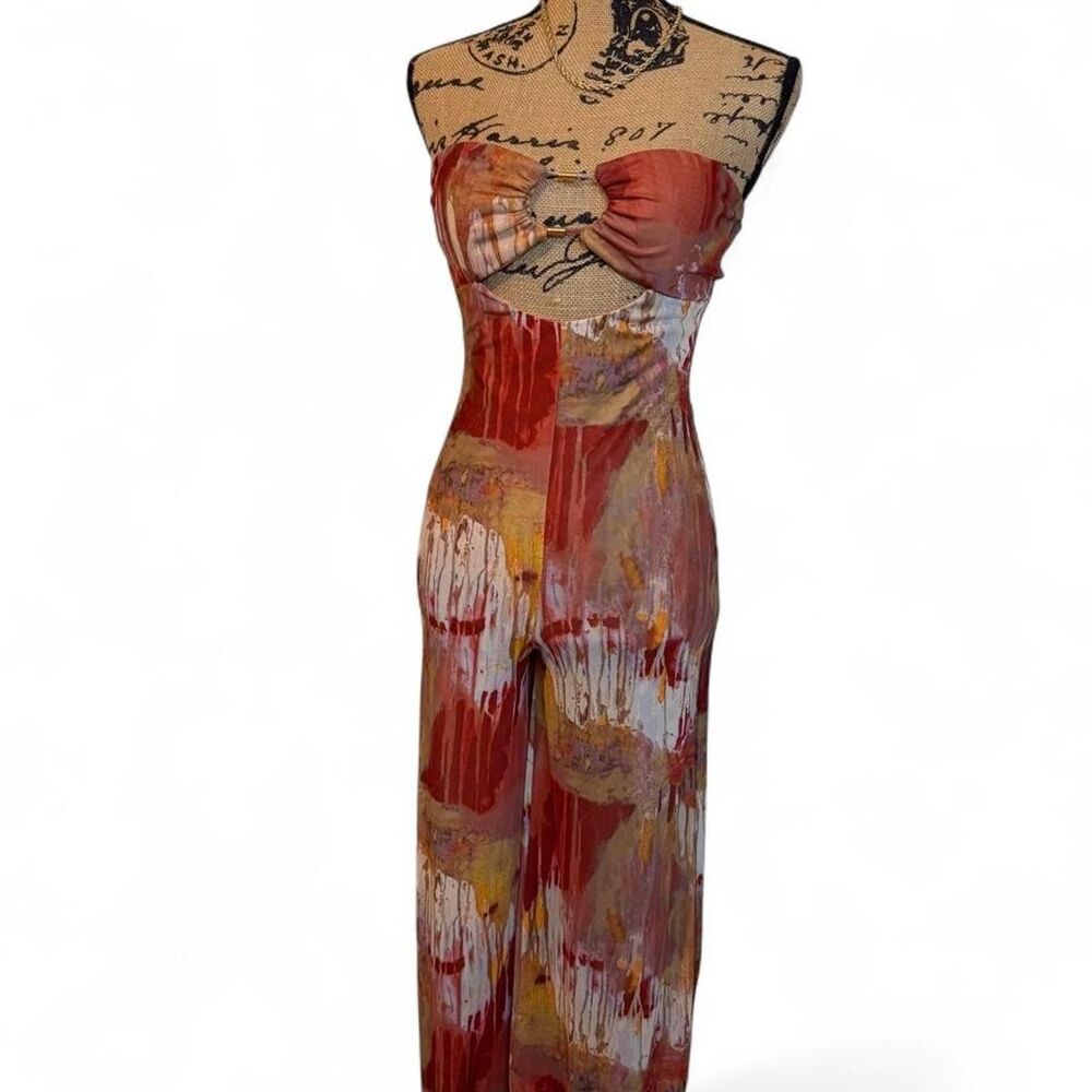 Artsy Women's Multi Colored Strapless Jumpsuit